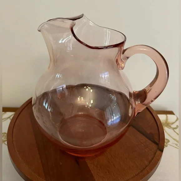 Elegant Pink Glass Pitcher - Picture 1 of 5
